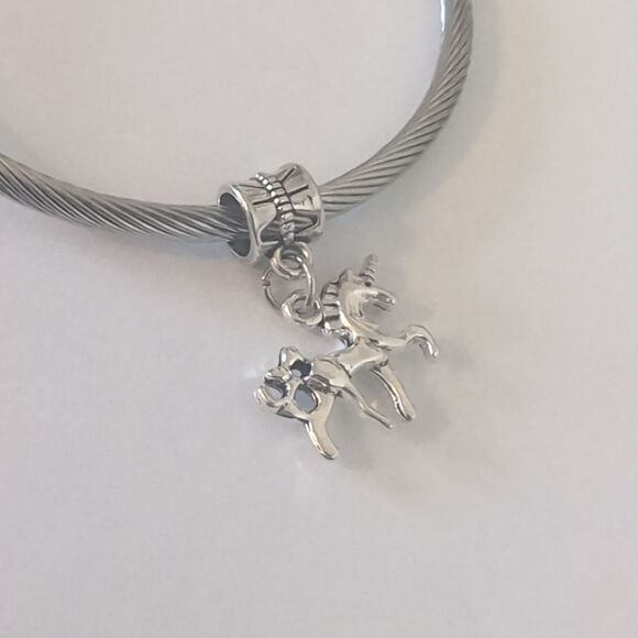Silver Unicorn‎ Dangle Charm for Pandora Style Bracelet - Picture 3 of 4